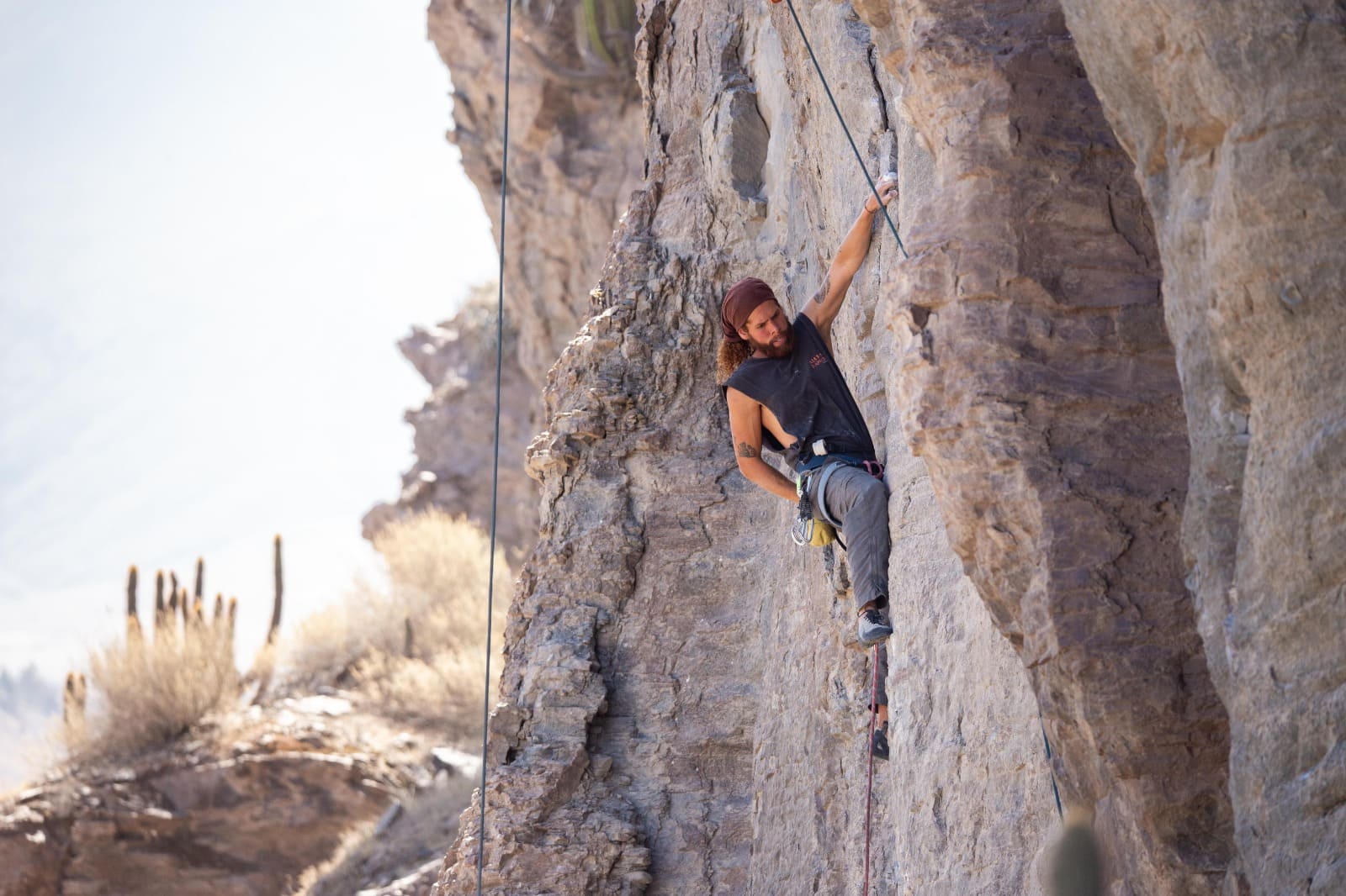 rock climbing in Los Burros Chilina Valley Arequipa Peru with Climbing Rooftop boulder gym and rapel