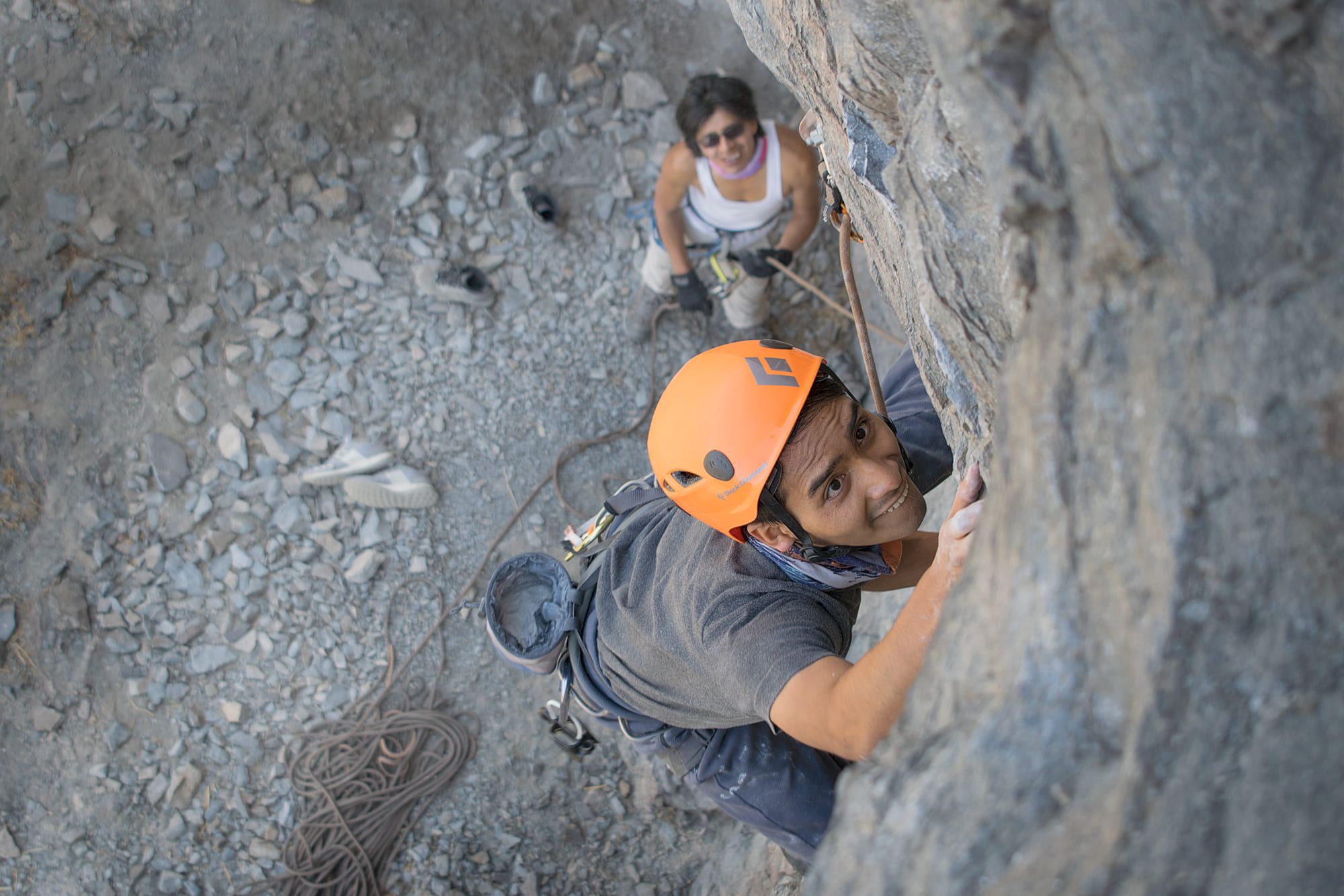 rock climbing in Los Burros Chilina Valley Arequipa Peru with Climbing Rooftop boulder gym and rapel