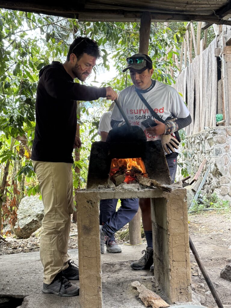 coffee experience tosting and during Salkantay trekking after Rock climbing tour to Macchu Picchu with Alejandro Cornejo operate by sky viajes and Peru climb