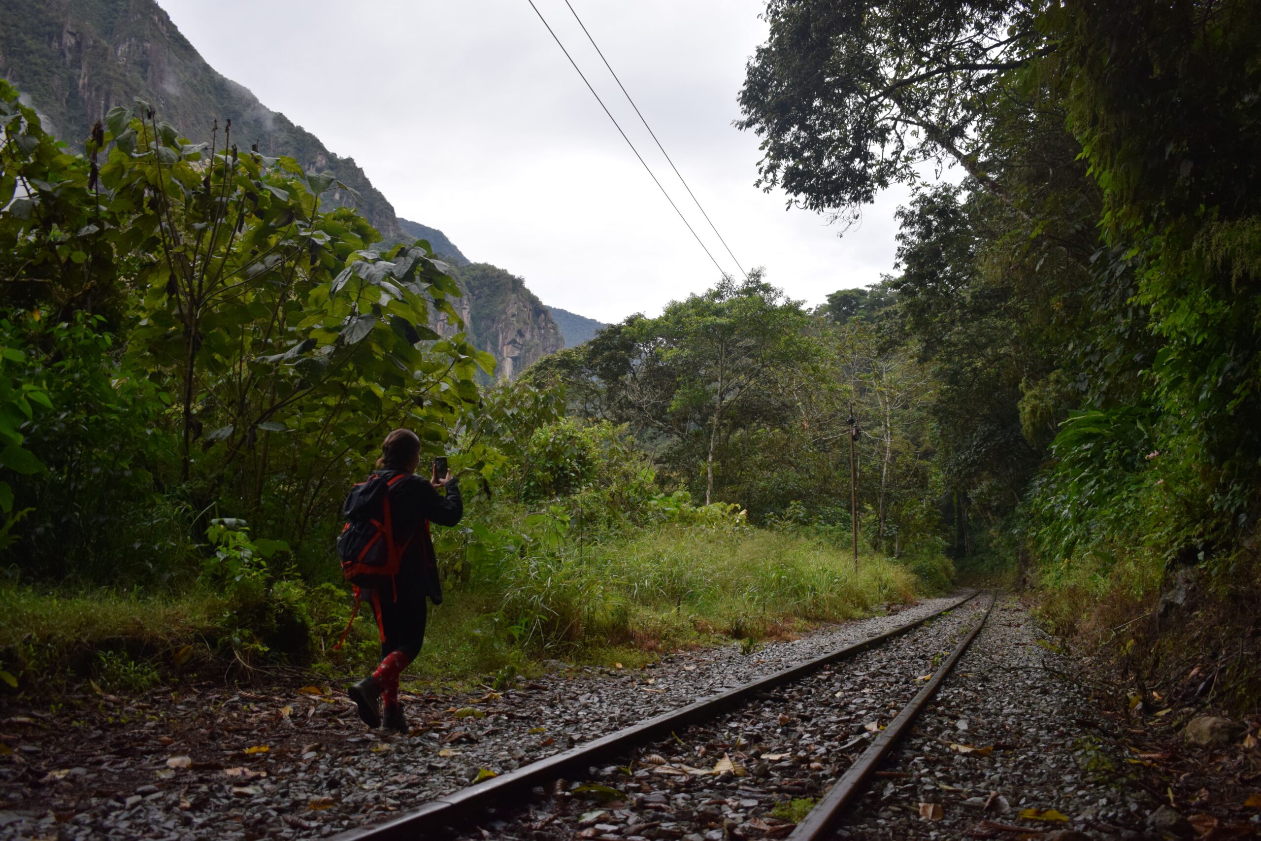 mountains landscape and hikers during Salkantay trekking after Rock climbing tour to Macchu Picchu with Alejandro Cornejo operate by sky viajes and Peru climb