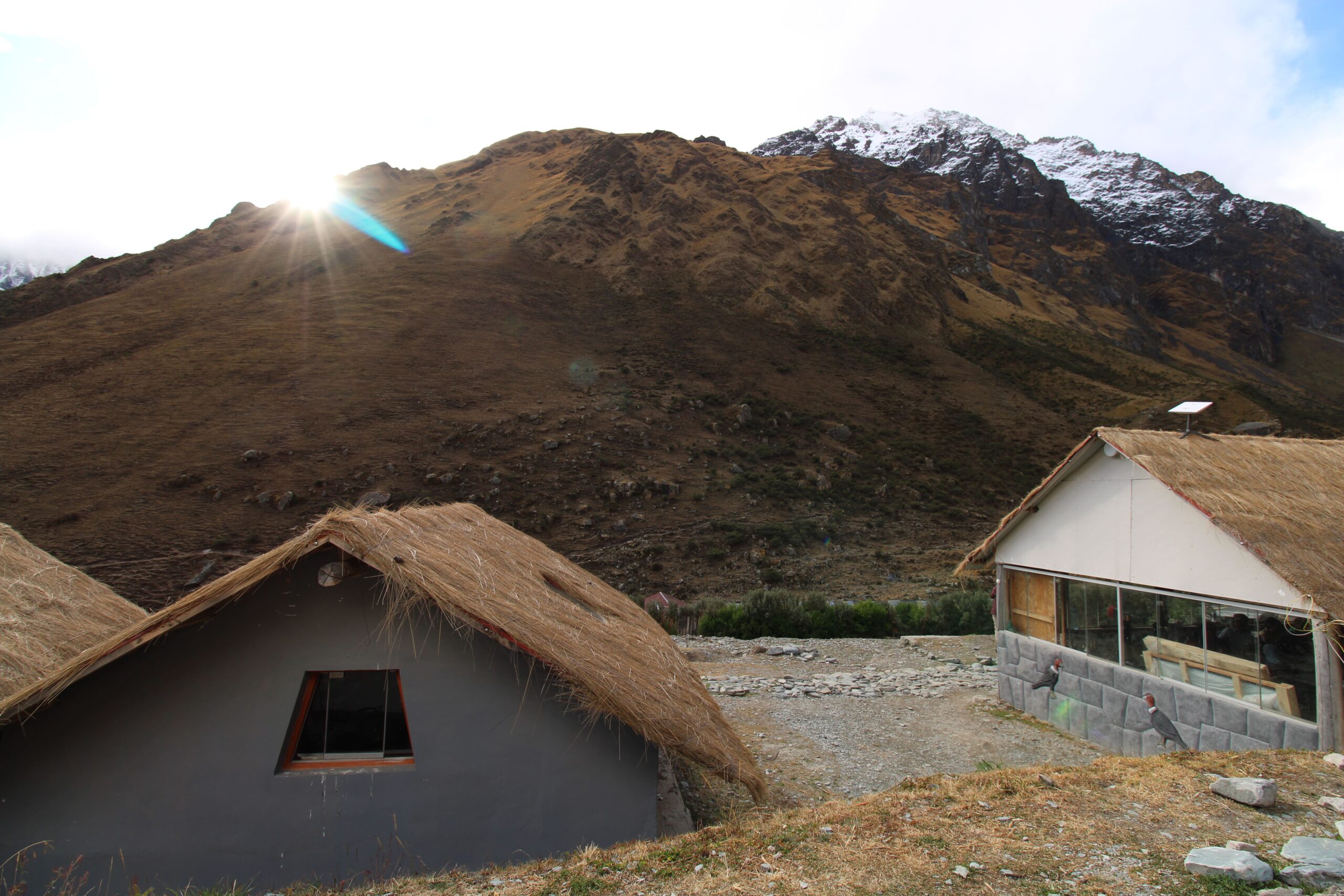 cozy cheap lodge hostel camp Humantay mountain during salkantay trekking during Rock climbing tour to Macchu Picchu with Alejandro Cornejo offered by sky viajes and Peru climb