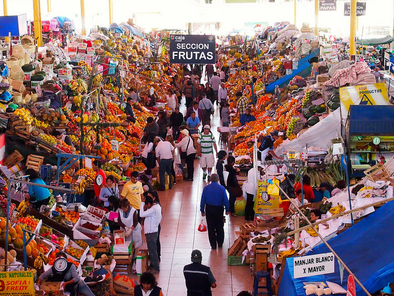 fruits and colors during gastronomic tour with sky viajes y turismo in mercado San Camilo Arequipa Peru