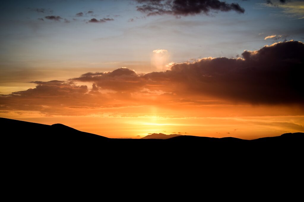 sunset during group climbing tour offered by Climbing rooftop and PeruClimb in Colca Canyon Coporaque Peru