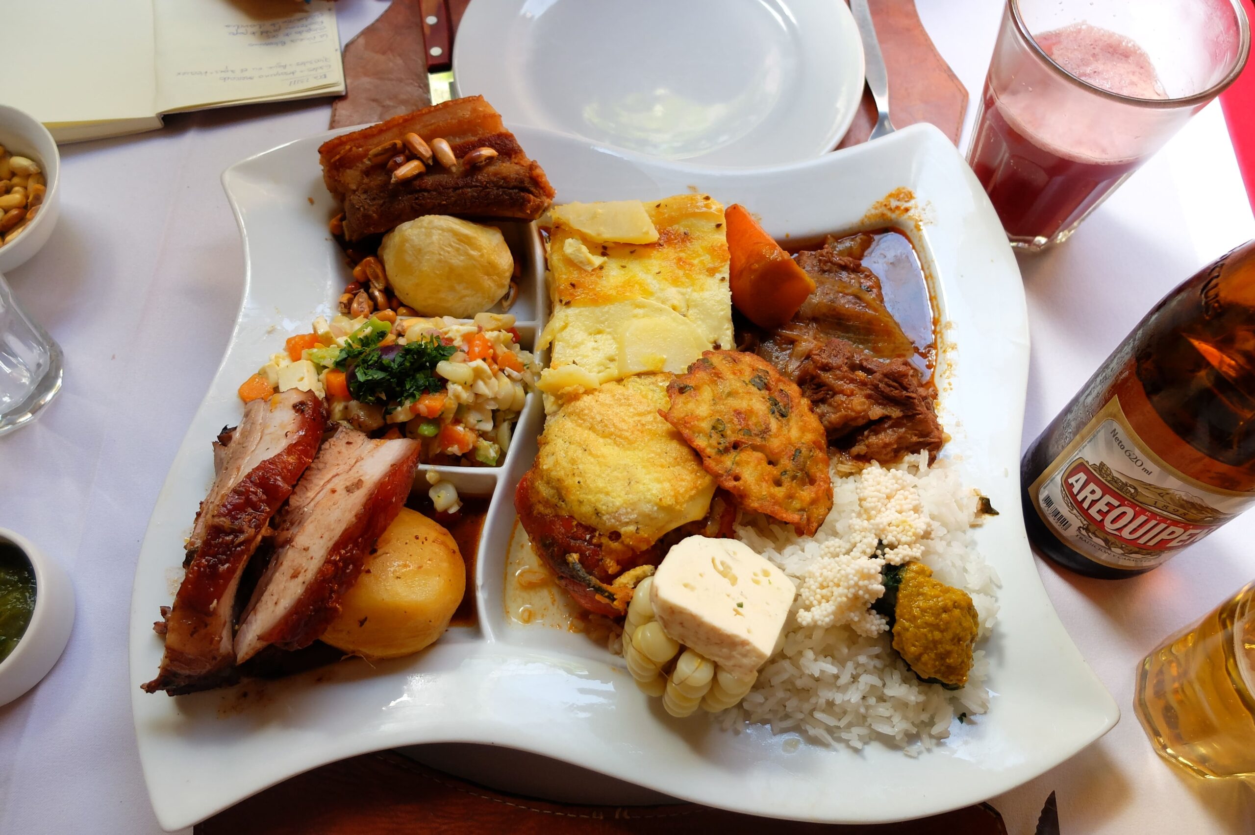 triple dish in local restaurant Arequipa Peru